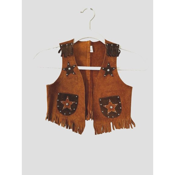 VTG Walkers Western Cowboy Suede Vest Longhorn Horse Riding Rodeo Sheriff USA 6 - Picture 1 of 6